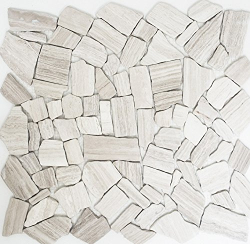Mosaik Bruch/Ciot uni Grau Streifen Marmor Naturstein Küche, Mosaikstein Format: 15-69x8 mm, Bogengröße: 305x322 mm, 10 Bögen