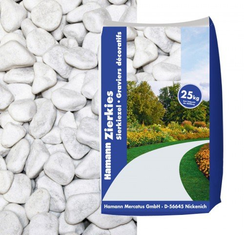 Hamann Marmorkies Carrara 15-25 mm 25 kg Dekorative Gartengestaltung, Wege, Einfahrten, Beet, Kiesgitter, Garten,