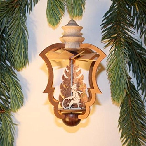 aus dem Erzgebirge Hängepyramide Weihnachten Wärmespiel Schneemann – Mädchen - Schlittenfahrer original Höhe 10,5cm