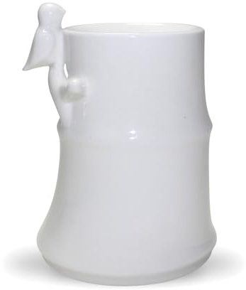 Zen’Arôme - Duftlampe für Duftwachs und Schmelzwürfel - Duftbrenner und Diffuser für Ätherische Öle aus Weißer Keramik mit Bambusmotiv - Kerzenhalter Aromatherapie, Höhe: 12 cm