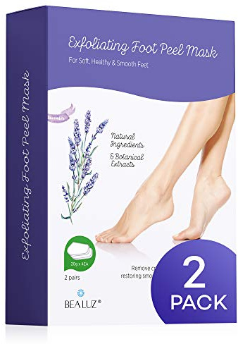 2 Pairs Foot Peel Mask Exfoliant for Soft Feet in 1-2 Weeks, Exfoliating Booties for Peeling Off Calluses & Dead Skin, For Men & Women Lavender by BEALUZ