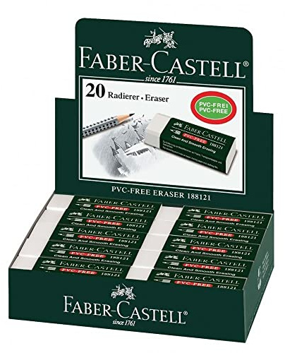 Faber-Castell 187287 - Box mit 20 Radierer 7081 N, für Linien- und Farbstifte