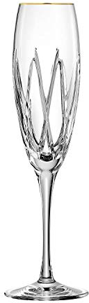 Arnstadtkristall ARNSTADT KRISTALL London - Calice da Spumante in Vetro soffiato a Bocca, Levigato a Mano, con Bordo Dorato da 21 carati