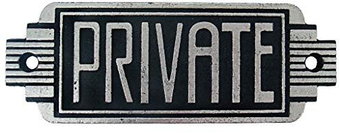 Design Toscano Streamlined Art Deco Private Room Türschild, gusseisen, Two Tone Black & Silver, 6.5 Inch