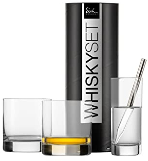 Eisch Whisky Set Gentleman Platin 4-tlg, Pipette, 2 Whiskygläser, Wasserglas, Glas, Platin, 86590008