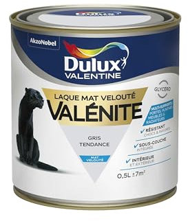 Dulux Valentine Peinture Laque Valénite Glycéro multisupport intérieur-extérieur – Grande résistance pour boiseries et ferronneries - aspect Mat Gris Tendance 0,5 L - 5296817