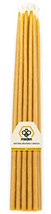Meden Kirchenkerzen, 100 % reines Bienenwachs, Höhe 22 cm, gelb, handgefertigt, konisch, 50 Stück – 230 g