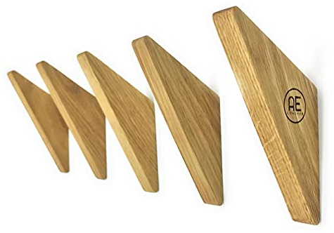 AE Günther 5er Set Wandhaken Holz Eiche Garderobenhaken Vintage Holzhaken Kleiderhaken Wand Huthaken