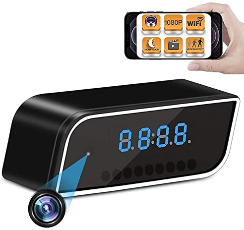 Telecamere nascoste wireless orologio, MI-NI MI-NI fotocamera 1080p MI-NI portatile wifi wifi camma con visione notturna e rilevamento del movimento, telecamera di sorveglianza di sicurezza Compatible