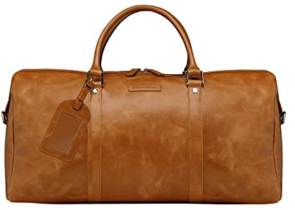 dbramante1928 - Kastrup 2 Weekend resväska för kvinnor och män - väska med strukturerade läderhandtag och axelrem - tillverkad av äkta läder fullblomma (tan)