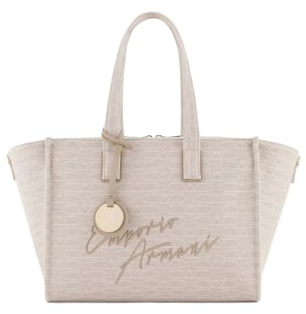 Emporio Armani Borsa shopper in canvas jacquard monogram all over EW000370 AF12993 F1073 natural/off white