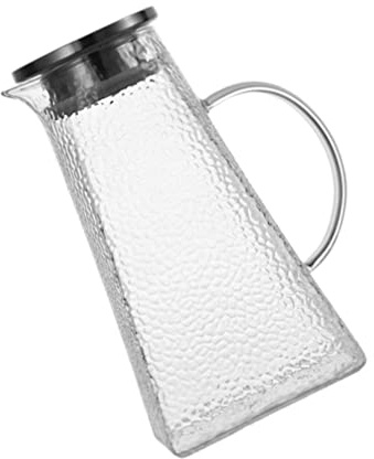 TOPBATHY Jarra De Agua Fría De Vidrio con Diseño Texturizado para Hogar y Oficina Apta para Bebidas y Té Material Seguro y Duradero