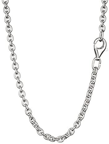 NKlaus Ankerkette rund aus 925er Silber, 38–80cm lang, 2,5mm breit, 1 Stück | Für Damen; mit 925-Silberpunze am Kettenverschluss