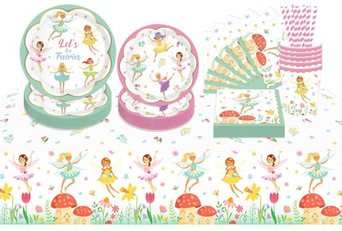 ZOOMPIL Födelsedagsdekoration, festservis set, 70 delar, festservis, flicka, födelsedagsdekoration, för fester, bröllop, födelsedag, babyshower (8 gäster)
