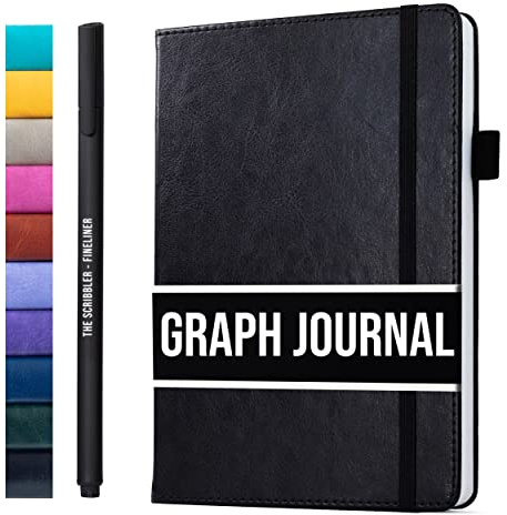 Scribbles That Matter Notizbuch a5 kariert for writing | 150 Seiten, 120 g/m² dickes Papier mit Haftnotizen, Stifthalter, Gummiband, (V)-Leder-Hardcover notizbuch kariert, 5,75 x 8,2 Zoll