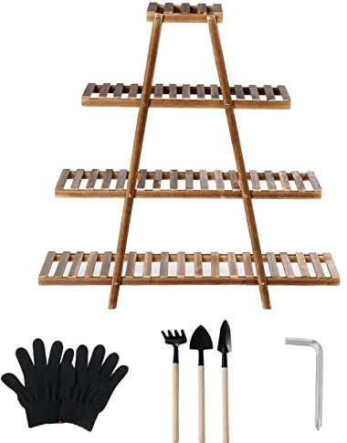 HJXX Pflanzenregal 4-streizholz Blumentopf Pflanze Ständer Balkon Garten Blumenständer Pflanze Regale Display Regale Yard Patio Flower Rack Blumenregal