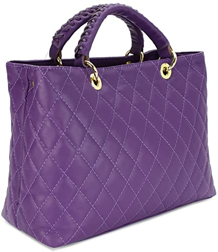 Belli edle italienische Echt Nappa Leder Damentasche Henkeltasche Umhängetasche gesteppt - 34x25x17 cm (B x H x T)