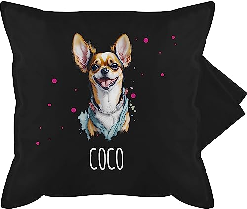 Kissenbezug - Hunde - Chihuahua - Hundebesitzern Geschenk - 50 x 50 cm - Schwarz - Kissen tiermotive Hund personalisierte Geschenke Hundebesitzer Motiv sofakissen personalisiertes hundemotiv