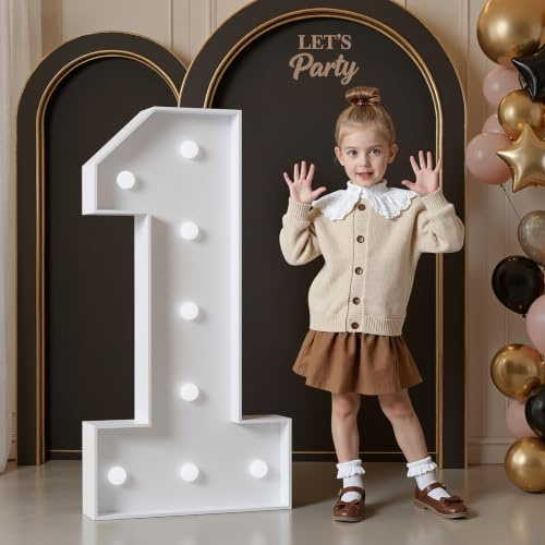 Gigantische Leuchtende Zahlen Deko Geburtstag, Hochzeitstag, 1.Geburtstagsfeier, Leuchtende Zahlen LED, Hochzeit Deko Geburtstag Verlobungsdekoration, Partyzubehör, Zahl 1