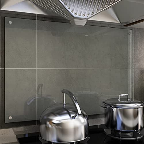 ARKEM Kitchen Backsplash Transparent 90x60 cm Tempered Glass,Tempered Glass Splashback for Kitchen, Toughened Glass Heat Resistant Splashbacks for Cookers - Pre-Drilled Holes with Fixing