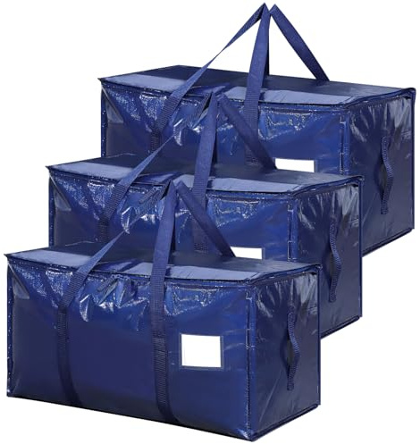 3 Pack 90L Moving Bags with Wrap-Around Handles and Reinforced Bottom, Blue
