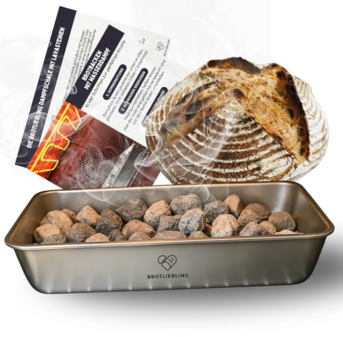 Brotliebling Dampfschüssel mit Lavasteinen: Perfektes Brot backen mit Wasserdampf – Knuspriges Brot wie vom Profibäcker - Dampfschale zum Brotbacken