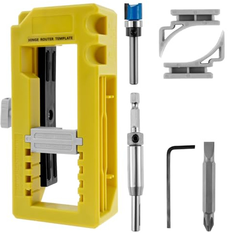 Door Hinge Jig Kit Sturdy Door Lock Jig Door Hinge Installation Kit Door Hinge Mounting Jig Door Hinge Mortiser for Hinge Installation for Door Hinge Sqaure 3”-5” Length, Radius 1/4” or 5/8”