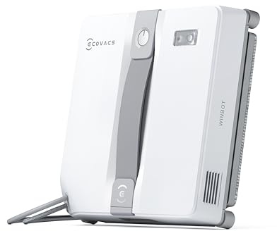 ECOVACS WINBOT MINI Window Cleaning Robot - Compact Design, Dual Nozzles with Ultrasonic Spray, 9-stage Protection System, Intelligent Path Planning, 3 Cleaning Modes, Anti-Slipping System - Grey