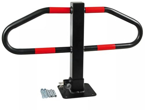 Taylor & Brown Parking Barrier Foldable Robust Steel Post with Integrated Lock 2 Keys Security Bollard for Car Parks, Driveways and Garages, 46 x 18 x 70cm