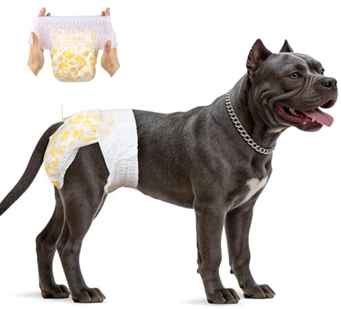 Flying Paws Pañales Desechables XL-15 para Perros, Cintura elástica de 360 Grados, se Adapta a Cintura de 33 a 54 cm, pañales Grandes para Calor, período, incontinencia, Entrenamiento