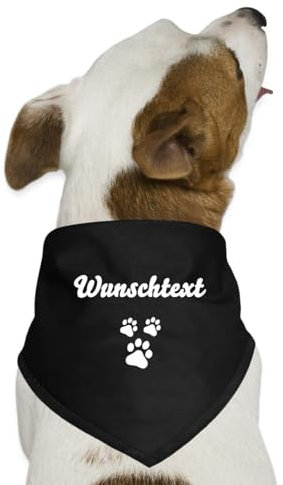 Spreadshirt Pfoten Hundehalstuch Personalisierbar Hunde-Bandana, One Size, Schwarz