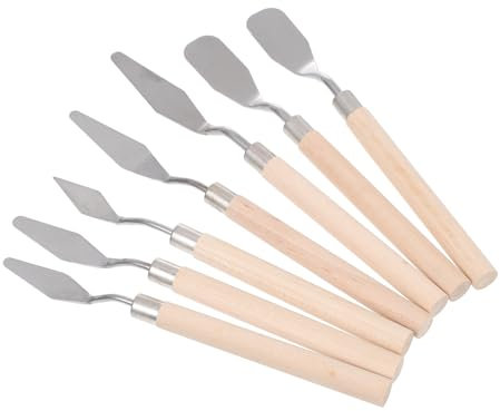 Artibetter 7piezas Raspador De Pintura Al Óleo Mango De Madera Herramienta para Mezclar Colores Raspador Portátil para Pintores