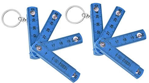 CHEOTIME 2Pcs Folding Ruler, ABS Foldable Ruler Portable 0.5m Small Measuring Ruler with Key Ring Folding Meter Stick Foldable 10 Times for Carpentry Laying Tiles (Blue)