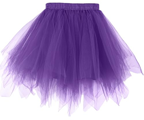 Tüllrock Damen Tütü Rock Kostüm, 50Er Ballett Unterrock Elastische Hohe Taille Ballettrock Petticoat Tanzkleidung, Retro Party Kostüme Tutu Rock Cosplay