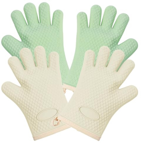 4 Pcs Oven Mitts with Non Slip Silicone High Temperature Resistant Cooking Gloves Reusable Oven Gloves Suitable for Baking Cooking Kitchen