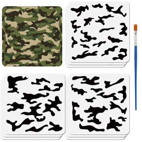 FINGERINSPIRE 9 Stück Camouflage Schablone 30x30cm 3 Sets Camouflage Vorlagen Für Sprühfarbe 3 Lagiges Camouflage Schablonen Set Für Heimwerkerarbeiten Malen Auf Booten Stoff Holz Leinwand Wänden