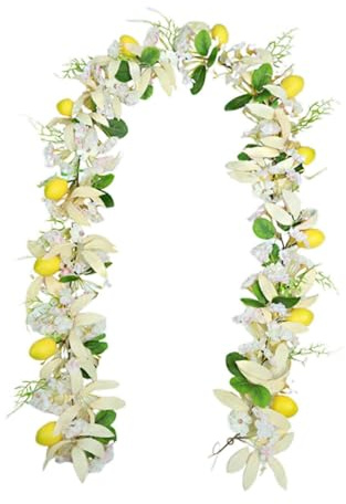 Ghirlanda artificiale di fiori di ciliegio e limone, pianta finta da appendere, decorazione per feste, interni ed esterni, anniversario, ufficio, giardino, bianco, 180 cm