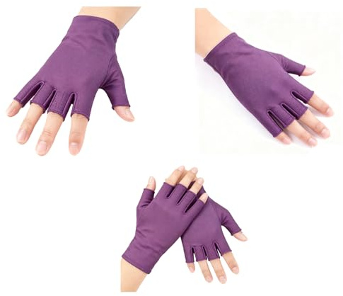 Pevlkawr 1 Par Guantes Anti-UV para Lámparas de Uñas, Guantes Sin Dedos para Mujeres, Protección Técnicos de Uñas, Se puede utilizar para Manicura, Protección Solar, Equitación