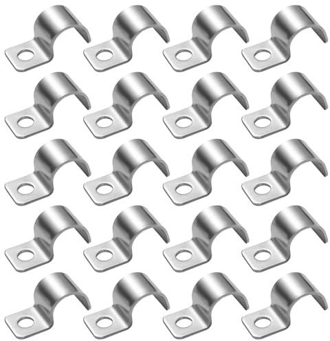 GNALIA 20 Piezas Mordazas Para Tuberías Metálicas, Abrazaderas Para Cables Pared Diámetro 10 Mm, Clips Fijación Sistema Tubos Color Plata