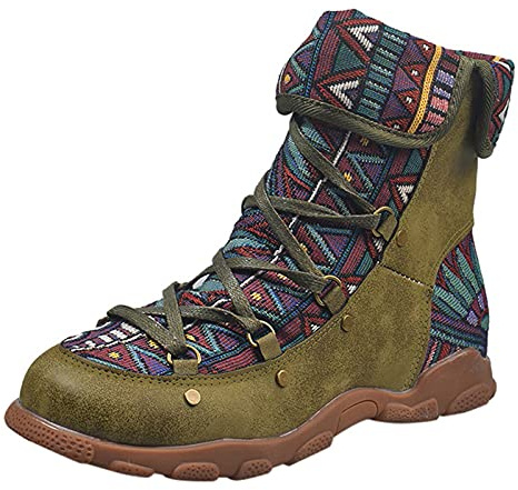 Generisch Botines con cordones para mujer con plataforma negra, botines de tacón alto para mujer, botas de invierno forradas impermeables y forradas, Verde militar., 37 EU