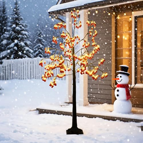 SOARS Decoration Noel, Arbre Lumineux 150 CM, 480 Lumières Blanc Chaud, Boules à Bulles Exquises, Base Solide, Piquets de Terre, Decoration Noel Exterieur Interieur Maison pour Salon, Cour