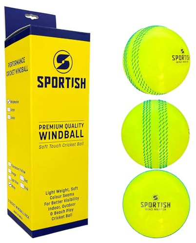 Soft Wind Cricket Balls Pack of 3 – Lightweight Training & Practice Balls | Durable and Soft PVC Construction, Lightweight Wind Ball Design, Ideal for Batting, Bowling and Coaching Practice