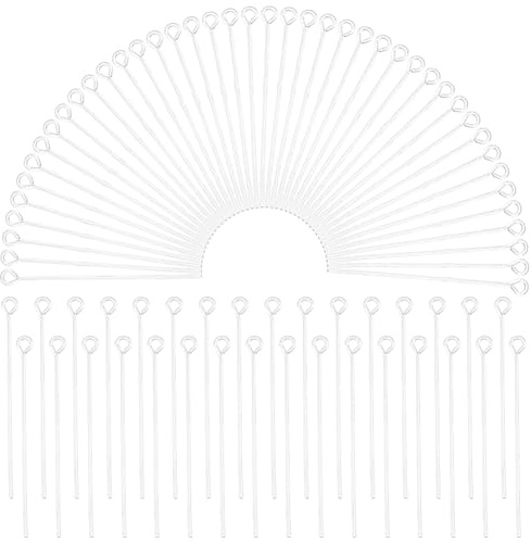 Beebeecraft 100 Stück Offene Ösenstifte 1.6 Zoll 925 Sterling Silber Plattierte Messing Ösenkopfstifte Für Schmuckherstellung DIY Bastelarbeiten Perlen Ohrringe Halskette Armband 0.7mm