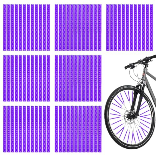 Tmefoy 84 riflettori per raggi per bicicletta, visibilità a 360°, per raggi di bicicletta, facile da montare per la guida notturna e tutti i tipi di biciclette, viola