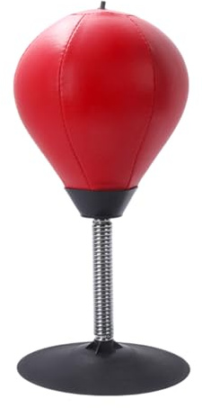 Saco de boxeo de escritorio – Pelota de boxeo de PVC de 14.5 pulgadas, pelota de boxeo para alivio del estrés, con resorte de galvanoplastia y base de succión para entrenamiento de fitness en la