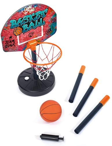 Simba 107407609 - Basketkorg med Stativ - Justerbar höjd till 160 cm, basketkorg med nät boll 16 cm & pump Ingår, Från 4 år