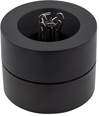 Wedo 270401 Magnet-Klammernspender (rund, mit Zentralmagnet inklusive Büroklammern) schwarz