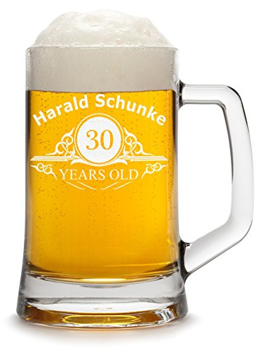 Bierkrug Personalisiert mit Gravur eines Namens und Jahreszahl - Bierseidel Geschenk zum Geburtstag mit - Motiv Altersangabe Years 0,5l