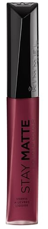 Rimmel London Rossetto Opaco Stay Matte, Formula Liquida Waterproof, No Transfer a Lunga Durata, Plum This Show, 5.5 ml