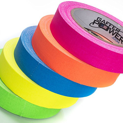 Gaffer Power Gaffers Tape | Cinta adhesiva hecha en Estados Unidos | 5 colores brillantes | 1 pulgada x 20 yardas